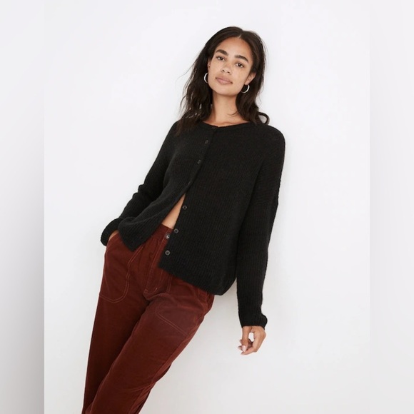 Madewell Bellaire Alpaca-Blend Cardigan – Black, Size M - Picture 1 of 8